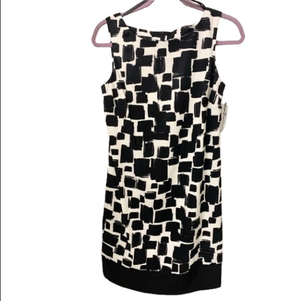 NWOT AB Studios Black & White Sleeveless Sheath Dress Sz 8